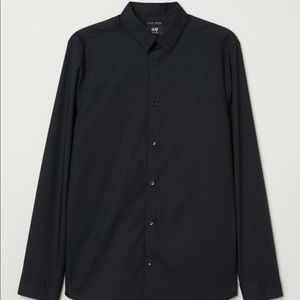 Slim Fit Easy-iron Black Shirt